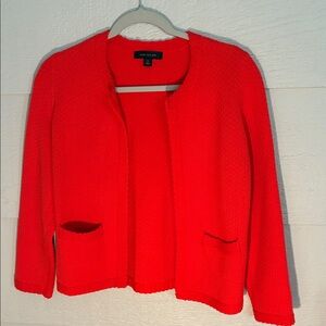 Ann Taylor Vibrant Red Open-Front Blazer